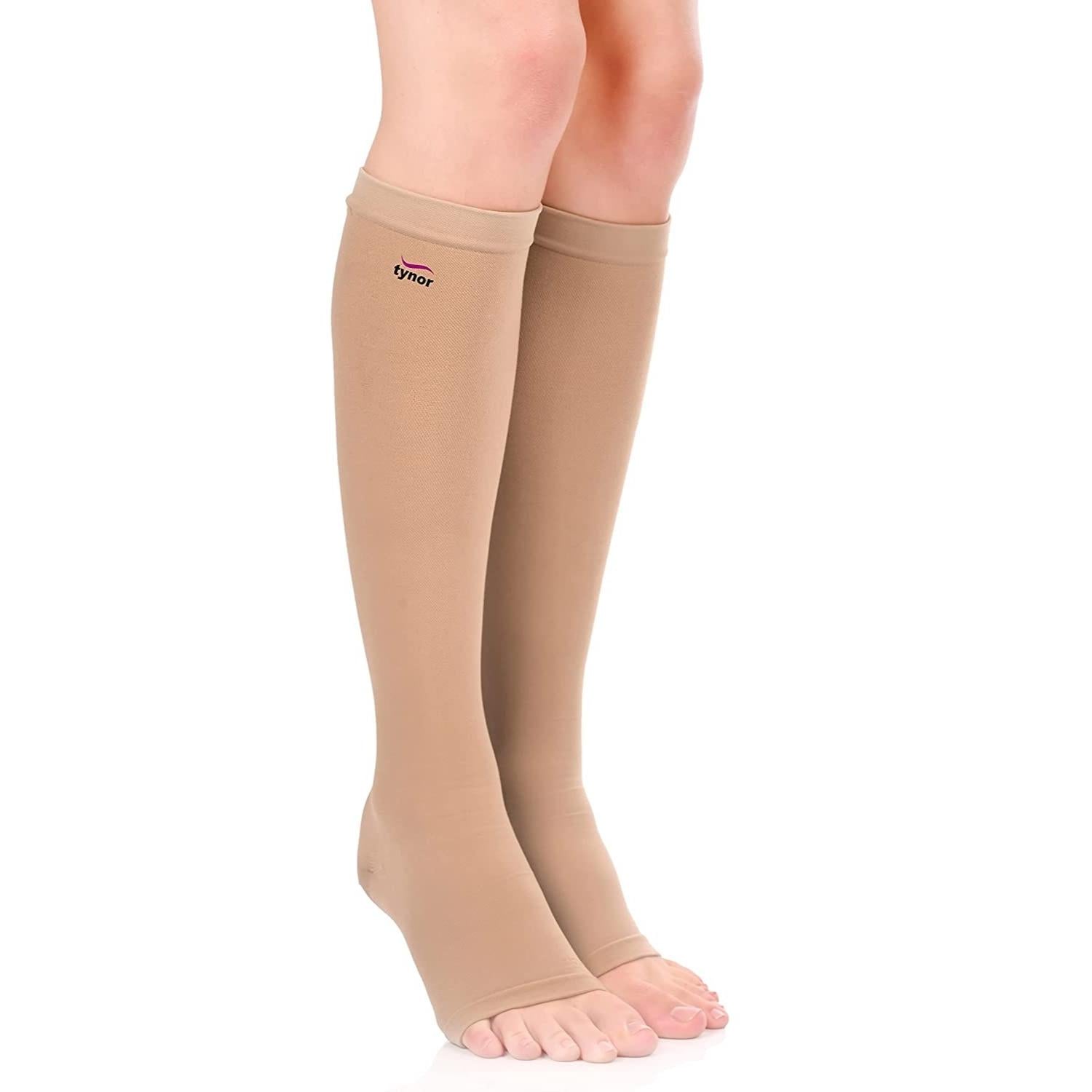 Cotton open-toe medical compression tights - Class 2 (23-32 mmHg)