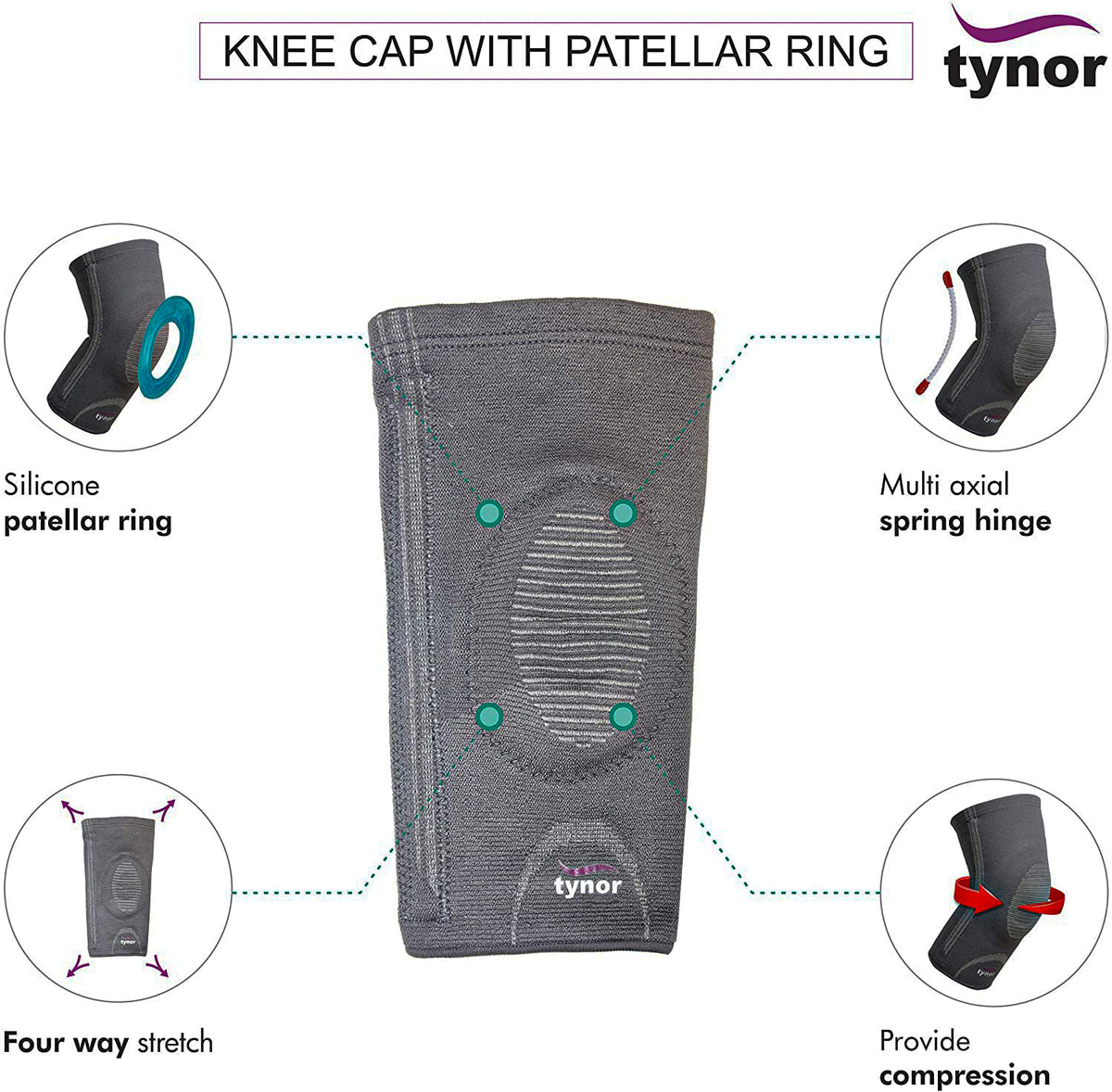 AHS Latex Free Knee Brace with Patella Gel Pads and Side Stabilizers - Professional Copper Knee Sleeve Australia-8