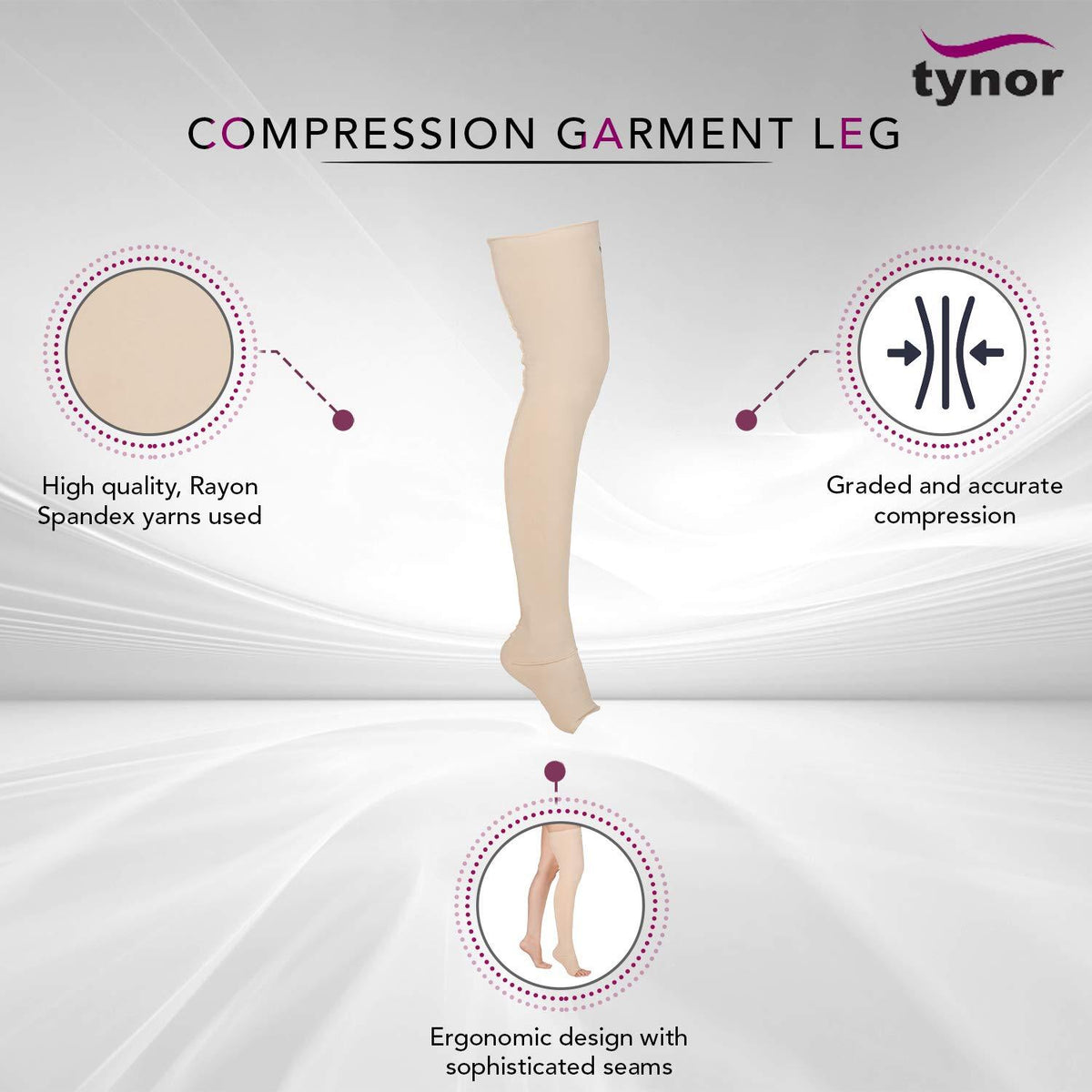 AHS Compression Stockings Leg Mid Thigh (Open Toe) 20-30mmHg-3