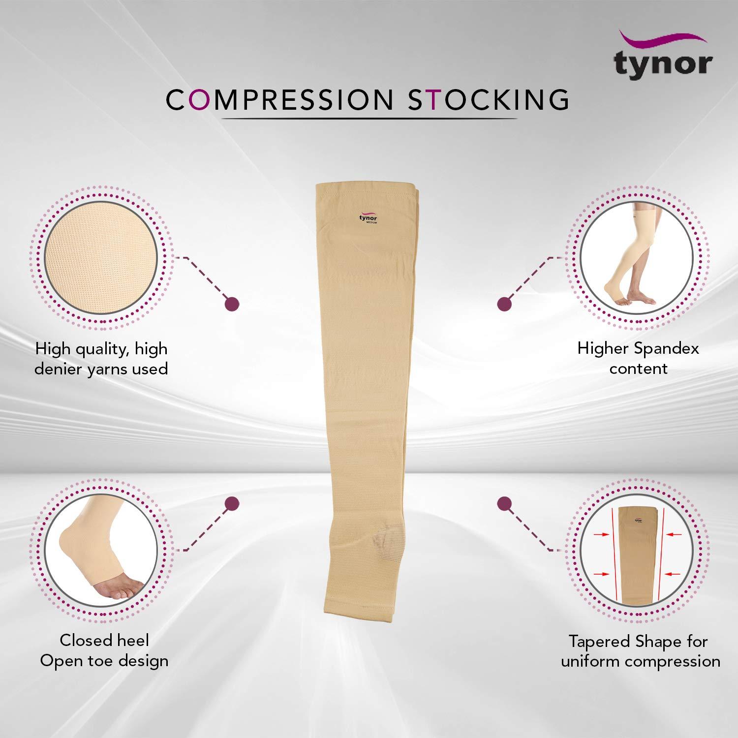 Tynor Compression Stocking Mid Thigh Anatomically tapered Size S/M